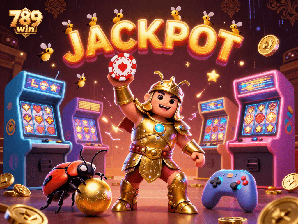 Experience the thrilling world of 789win with a colorful 3D casino scene featuring victory and excitement.