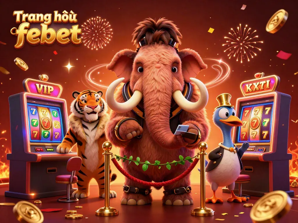 Experience excitement with Trang chủ febet, showcasing a vibrant casino atmosphere featuring iconic characters and slots.