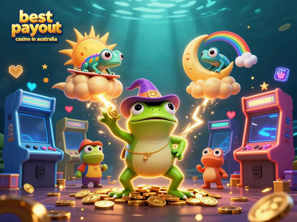 Join the excitement at the best payout casino in Australia with vibrant characters amidst a flood of gold!