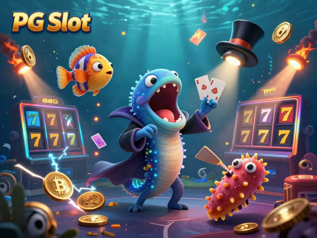 Experience the thrill of PG Slot with a vibrant casino-themed scene showcasing unique characters in action.