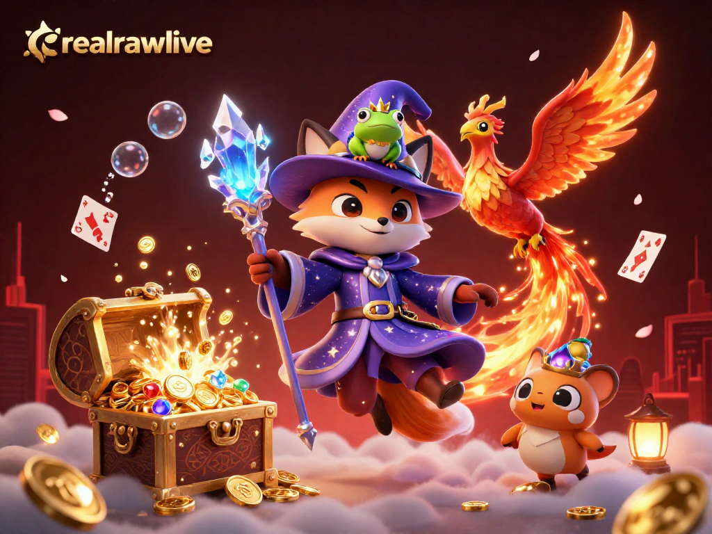 realrawlive enhances the casino experience with vibrant characters, treasure, and magical elements.