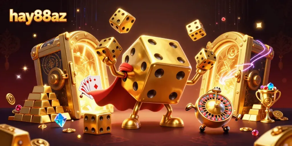 Experience the thrill of winning with hay88az in this vibrant casino-themed 3D illustration.