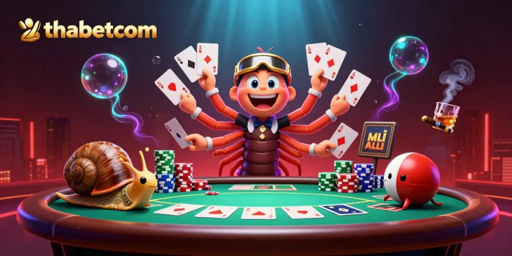 Experience the excitement of thabetcom with vibrant casino elements and dynamic characters.