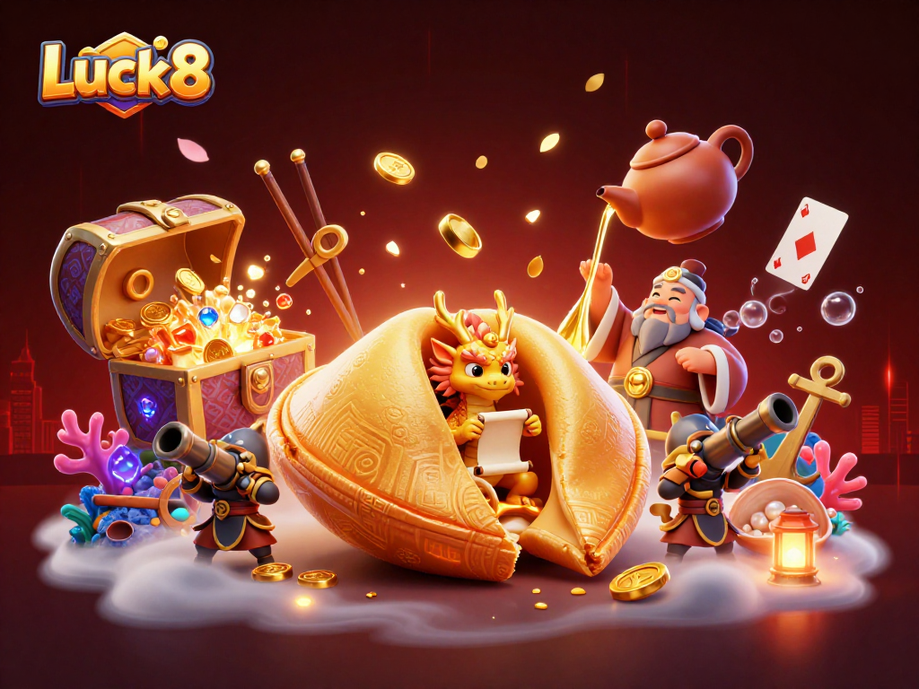 Experience the thrilling Luck8 adventure as iconic characters reveal fortunes amidst vibrant gambling elements.