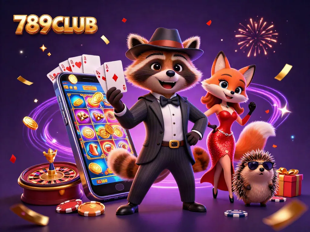 Engage with 789CLUB's vibrant gaming scene featuring colorful characters and thrilling casino elements.