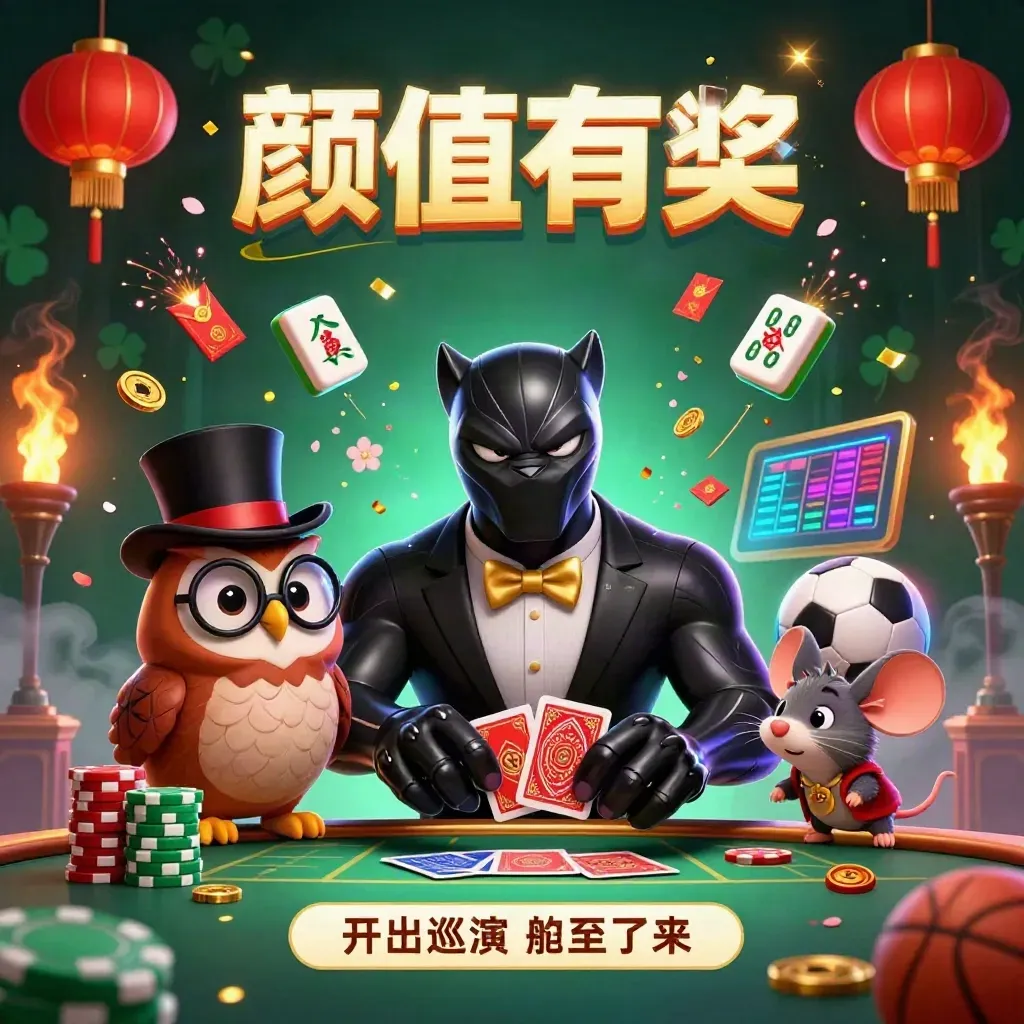 Panther, owl and mouse amid casino-gaming treasure bursts in neon jungle light.