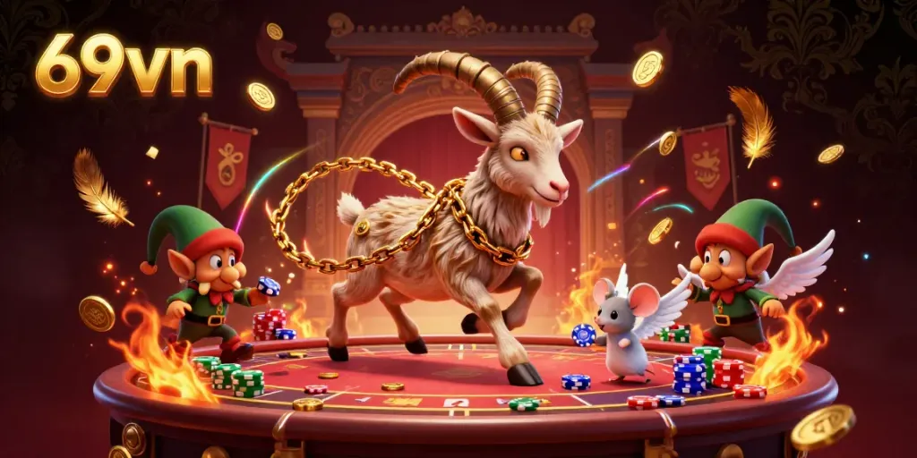 Experience the thrill of 69vn casino action with festive characters and vibrant gaming elements.