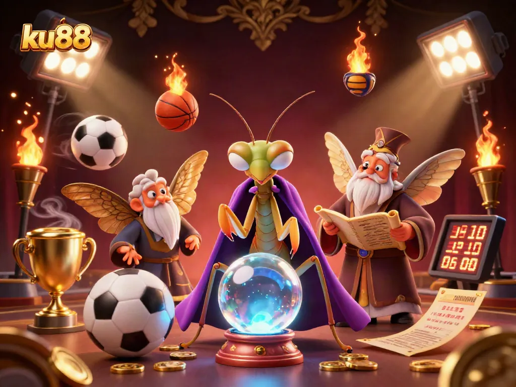 ku88 engaging players with dynamic sports betting elements in a lively, immersive 3D illustration.