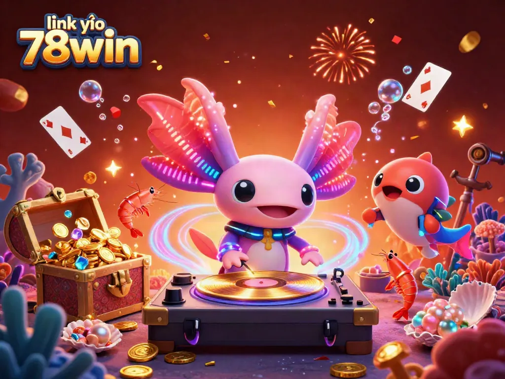Engage in thrilling moments with the link vào 78win, featuring vibrant 3D gaming characters on an underwater adventure.