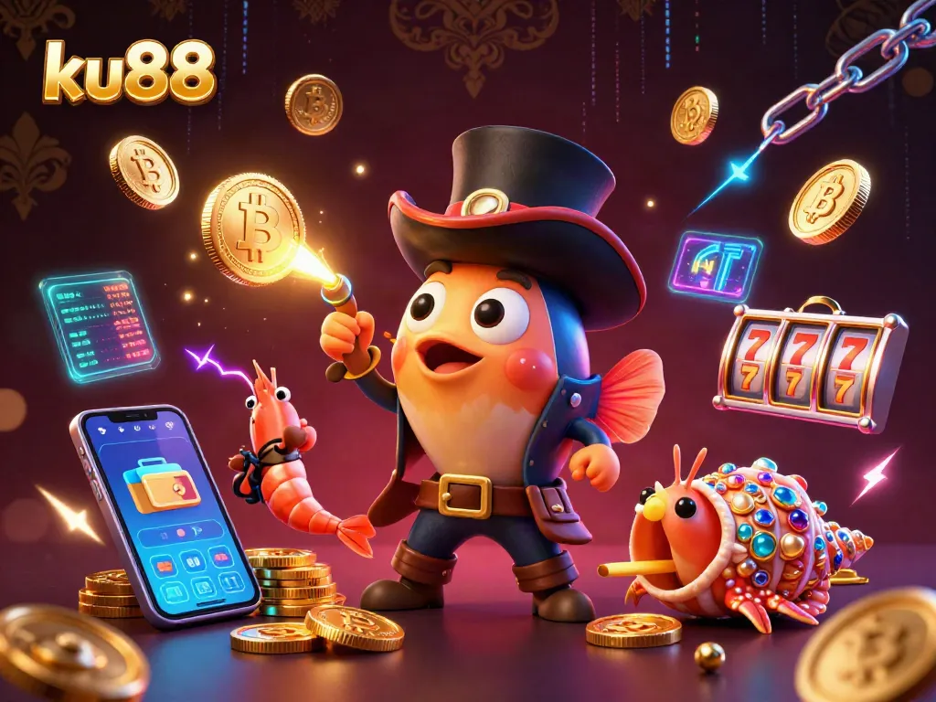 ku88 engages players with a dazzling casino adventure featuring vibrant 3D underwater characters.