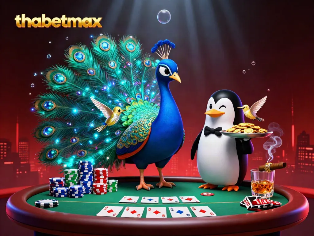 Engage in thrilling gaming fun with thabetmax, featuring vibrant casino elements and colorful characters.