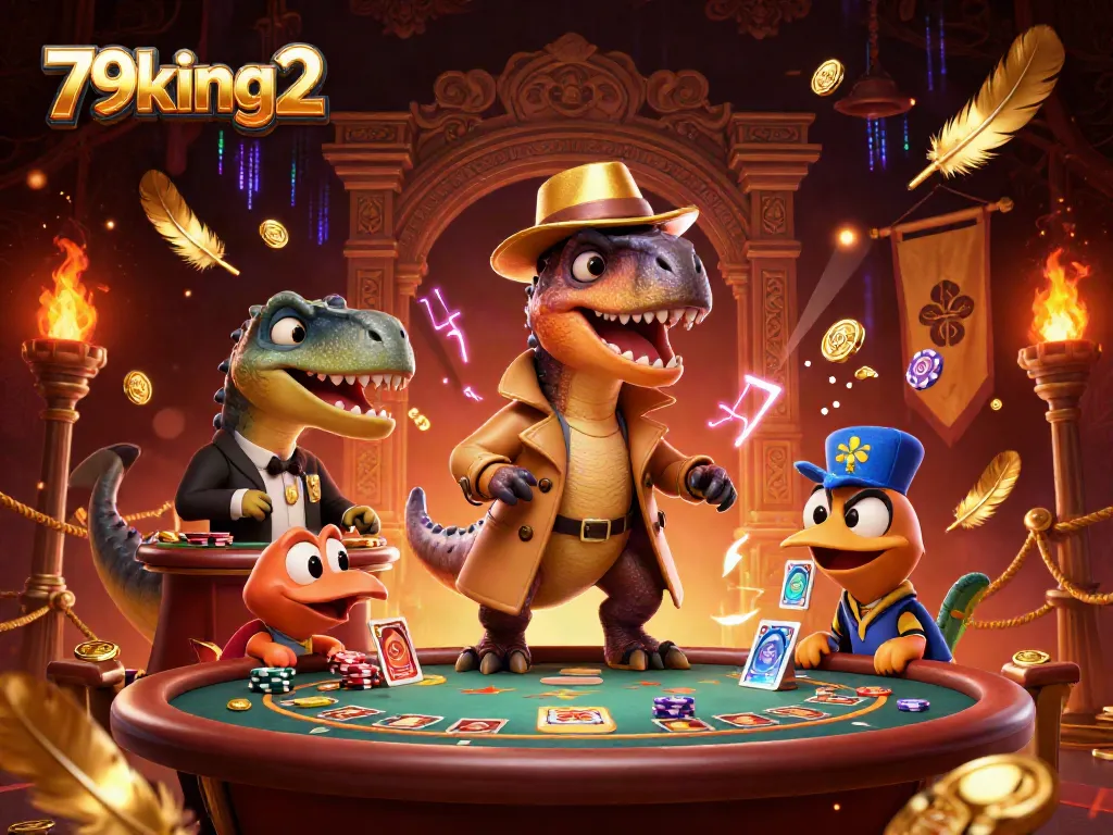 Experience the thrill of gambling at 79king2 with animated characters engaging at a blackjack table.