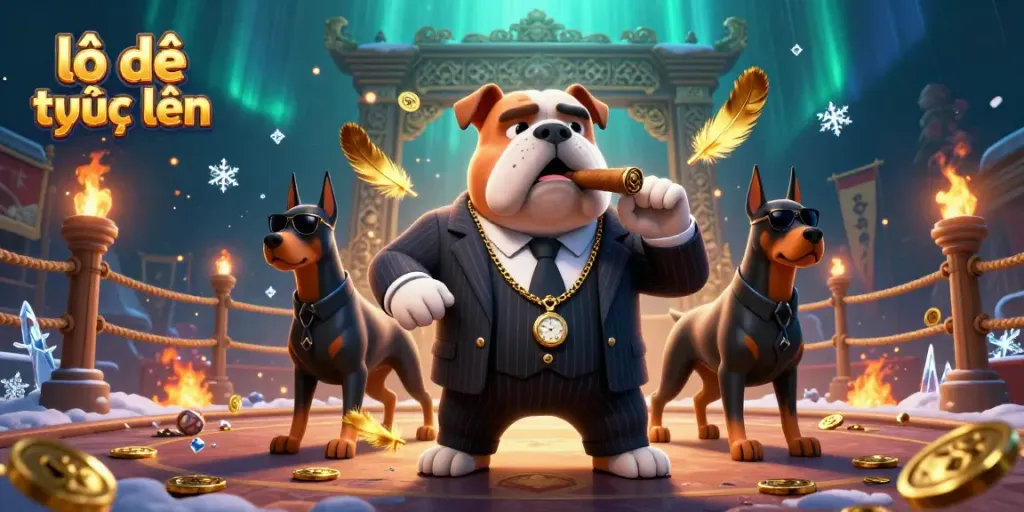 Experience the thrill of lô đề trực tuyến with unique characters and casino vibes in this rich 3D illustration.